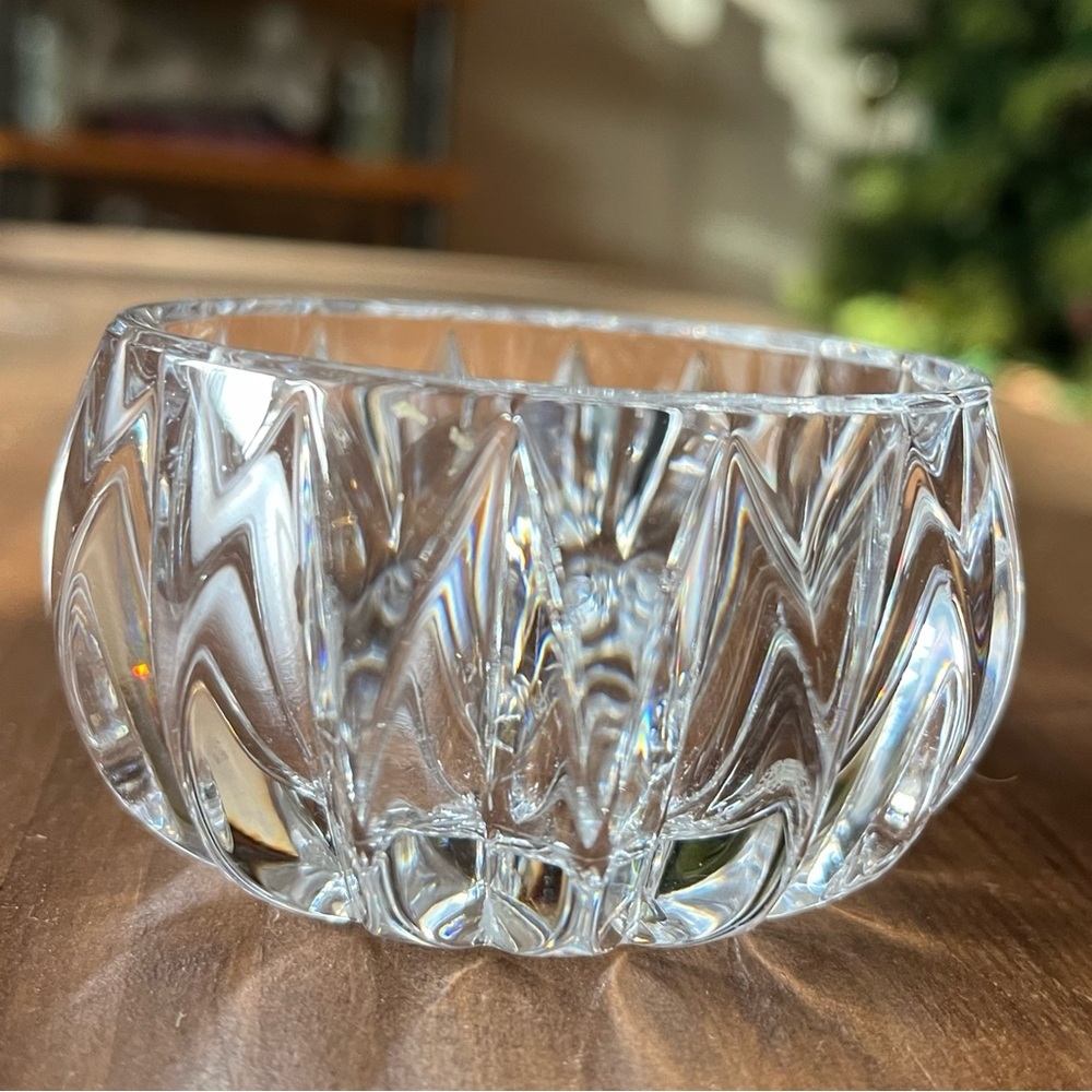 Vintage small glass trinket or candle tea light, real crystal!